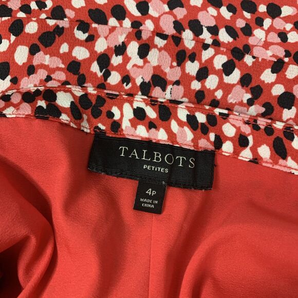 TALBOTS Red Raining Dots Charmeuse Flounced Skirt Sz Petite 4p - Picture 6 of 7
